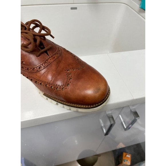 Cole Haan Brown Leather ZEROGRAND Wingtip Oxfords